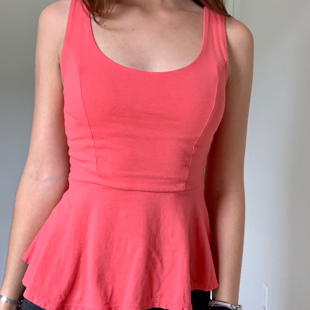 Coral peplum top